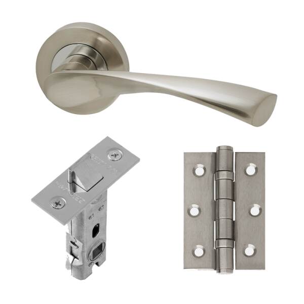 Ironmongery Solar Chrome Tone Handle Hardware Pack